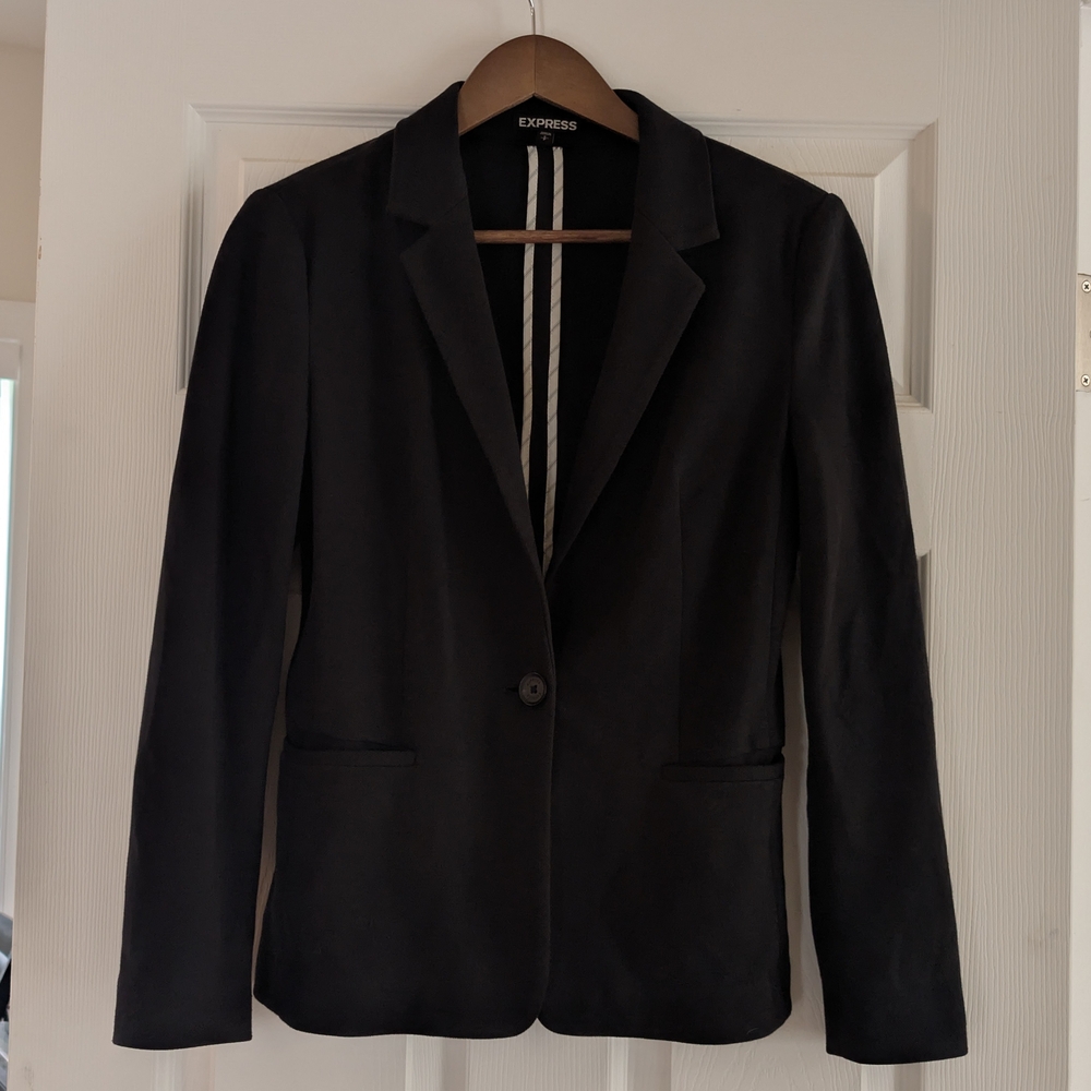Express Women's Classic Stretch Black Suit Jacket Blazer S